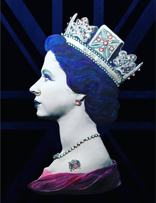 Signed limited edition hand finished print Giclée with silver leaf & crystal embellishments Framed in black Sight: 77 x 50cm Frame: 92 x 66cm