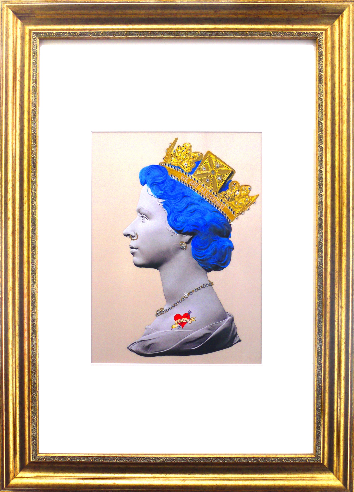 Illuminati Neon Signed limited edition Giclée with 24 ct gold leaf and crystal embellishments 90 x 65cm