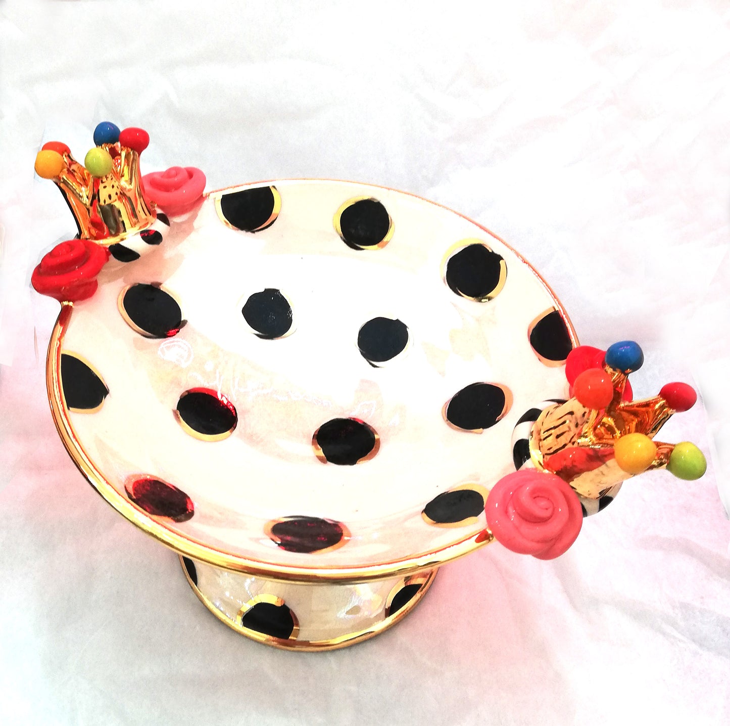 Crown-Cocktail-Dish-Black-Dots-Mary-Rose-Young