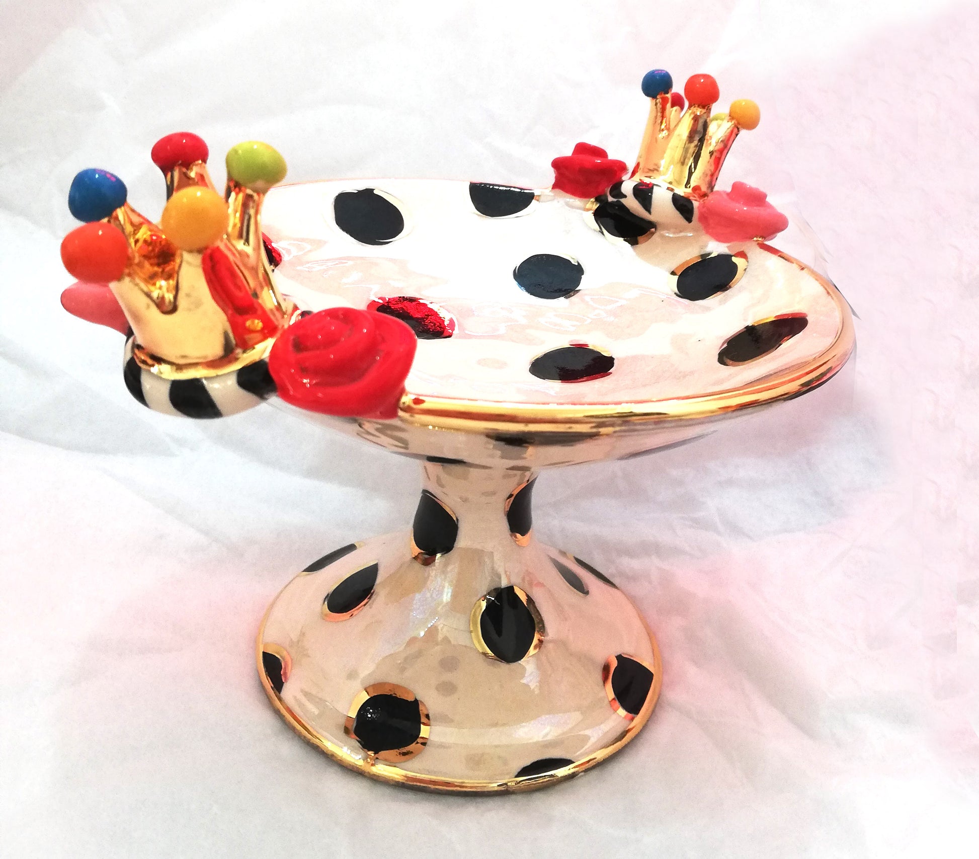 Crown-Cocktail-Dish-Black-Dots-Mary-Rose-Young