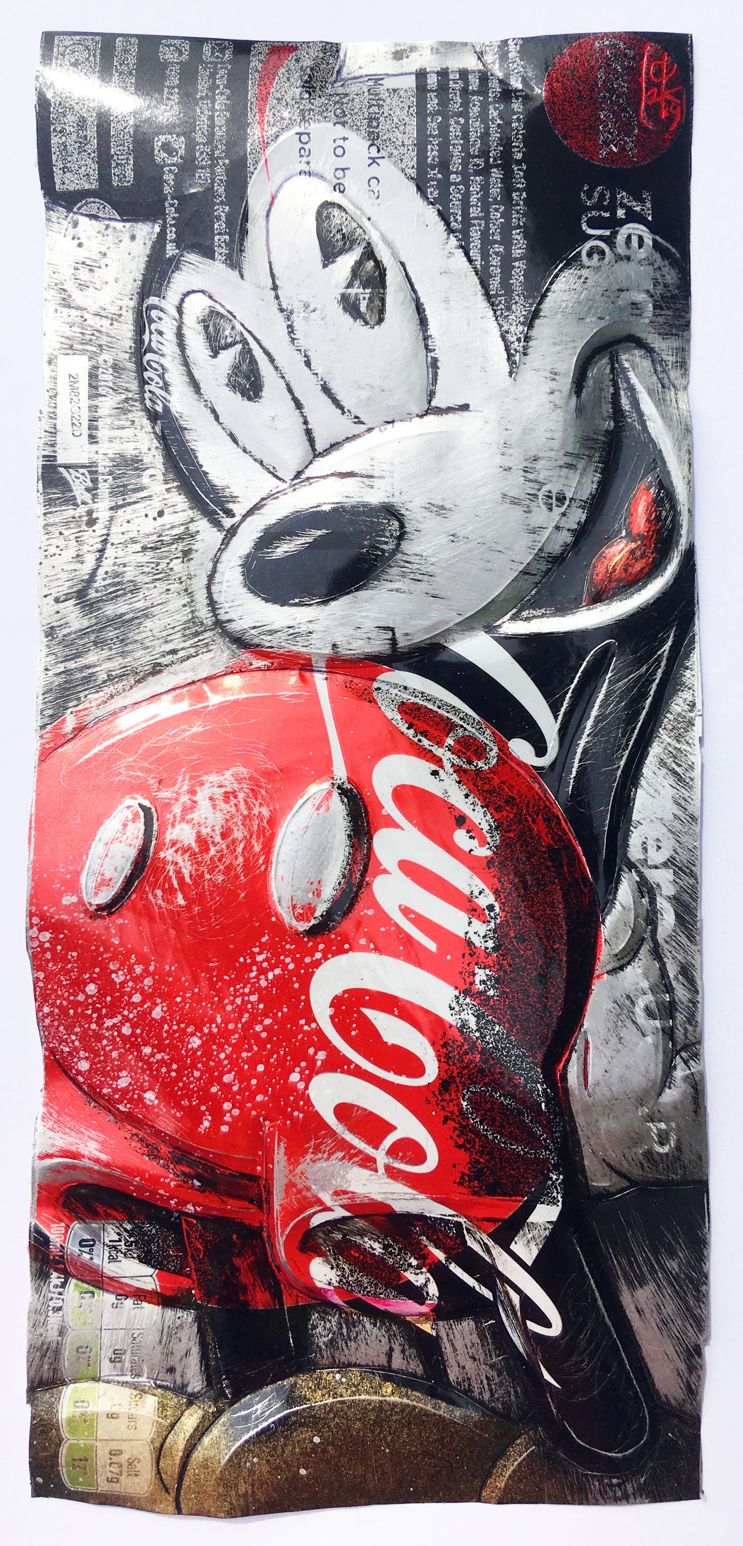 Chris Duncan Signed Original Mixed Media upcycled Zero Sugar Coke can Framed in white